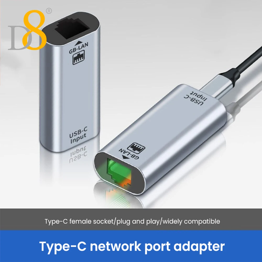 Сетевой адаптер D8 USB C Ethernet к RJ45 для ноутбука Macbook Samsung S20 Сетевая карта |