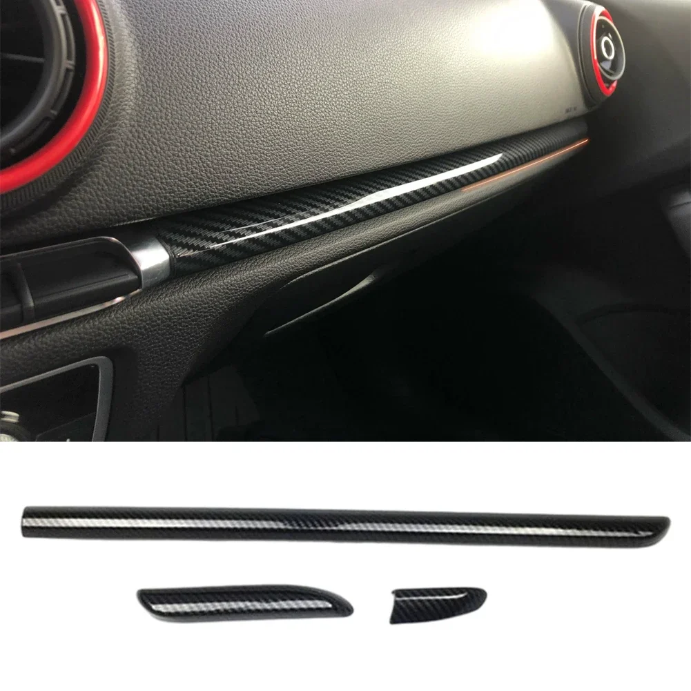 LHD Interior Moldings Center Console Dashboard Trim Strips Decor Cover ABS Carbon Fiber Style For Audi A3 8V 2014-2018 S3 2017