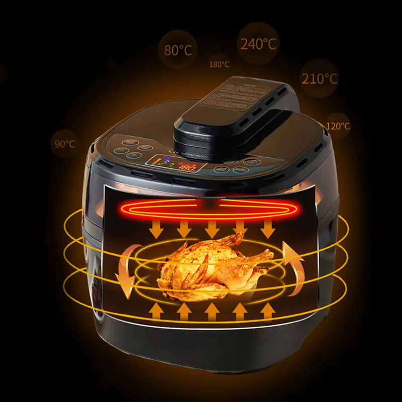 10 Litre Large Capacity Air Fryer High-End Smart Oil-Free Fryer Household Kitchen Oven Fries Pizza Deep With Accessories