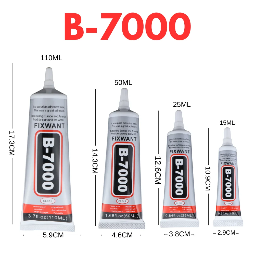 B-7000 15/25/50/110ML Transparent Phone Screen Repair Glue B7000 Universal Glass Plastic DIY Adhesive With Precision Applicator