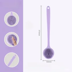 Premium Double-Sided Silicone Bath Scrubber with Long Handle for Exfoliation and Massage (Purple)