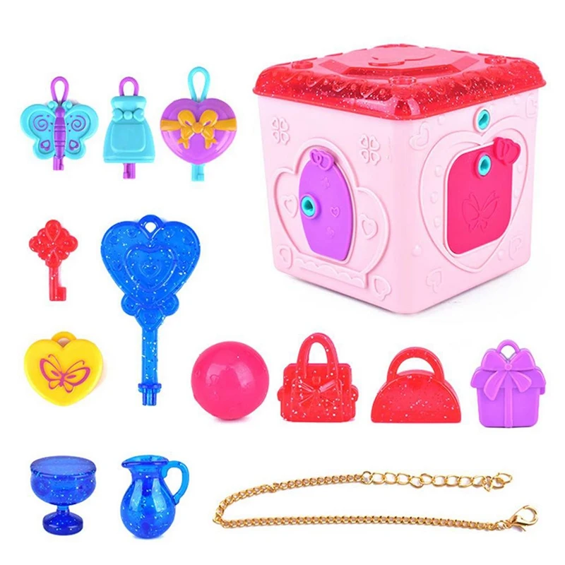 

Коробка для девочек с сокровищами, ролевая игрушка со встроенными звуковыми эффектами, разблокировка клавиш, 6 клавиш для открытия коробки, сюрприз для ребенка