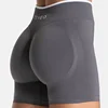 TEVEO Short de sport sans couture pour femme, blanc uni, taille haute, effet push-up, idéal pour le yoga et la course à pied
