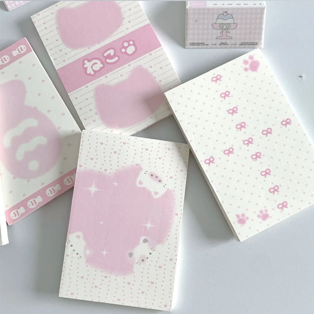 Kawaii Rosa Katzen-Notizblock 50 Blatt Niedliche Pfoten-Klebezettel A7-Format Notizblock für Journaling Studium Büro Schule Schreibwaren – Detail 5