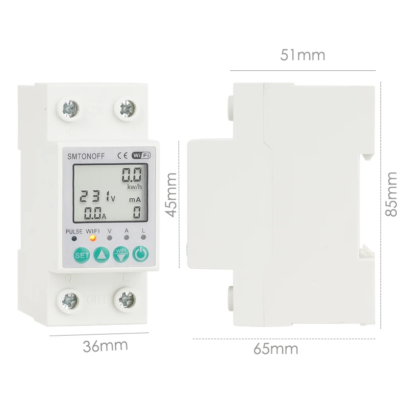 Energy Meter Tuya smart life wifi Smart Energy Meter Power kWh Meter Earth Leakage Over Under Voltage Protector work with alexa smart home