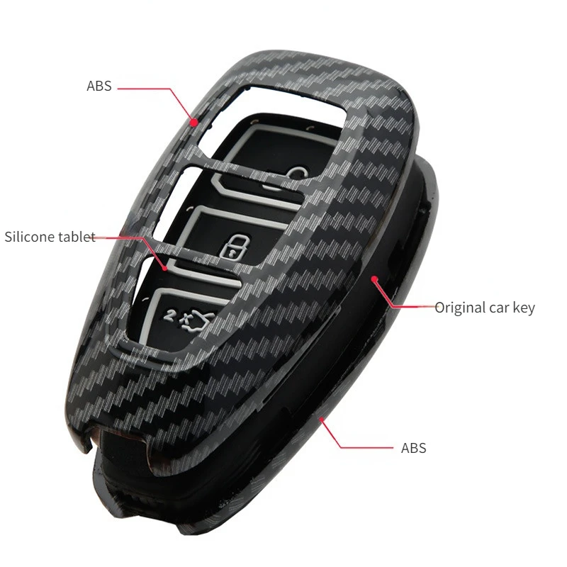 Sleek Carbon Fiber ABS Car Key Case Cover