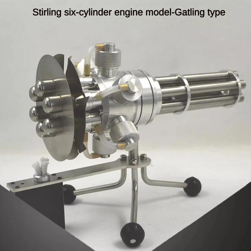 Stirling Six-cylinder Rotary Engine Model Gatling Gun Metal Engine Engine Technology Creative Scientific Experiment Model