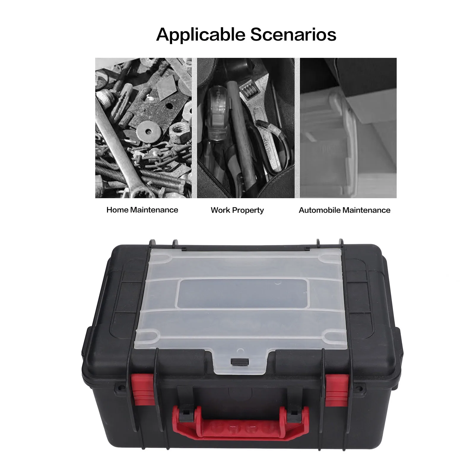 Black Multifunctional Hardware Tool Box Portable Plastic Storage Box for Parts Organization 3