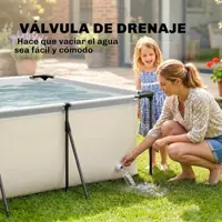 Piscine tubulaire démontable Outsunny 394,5 x 208,3 x 80,5 cm 6075 L, piscine rectangulaire avec structure métallique stable, patch de réparation, pompe filtrante non incluse pour 4 à 6 personnes, jardin, extérieur, gris 7