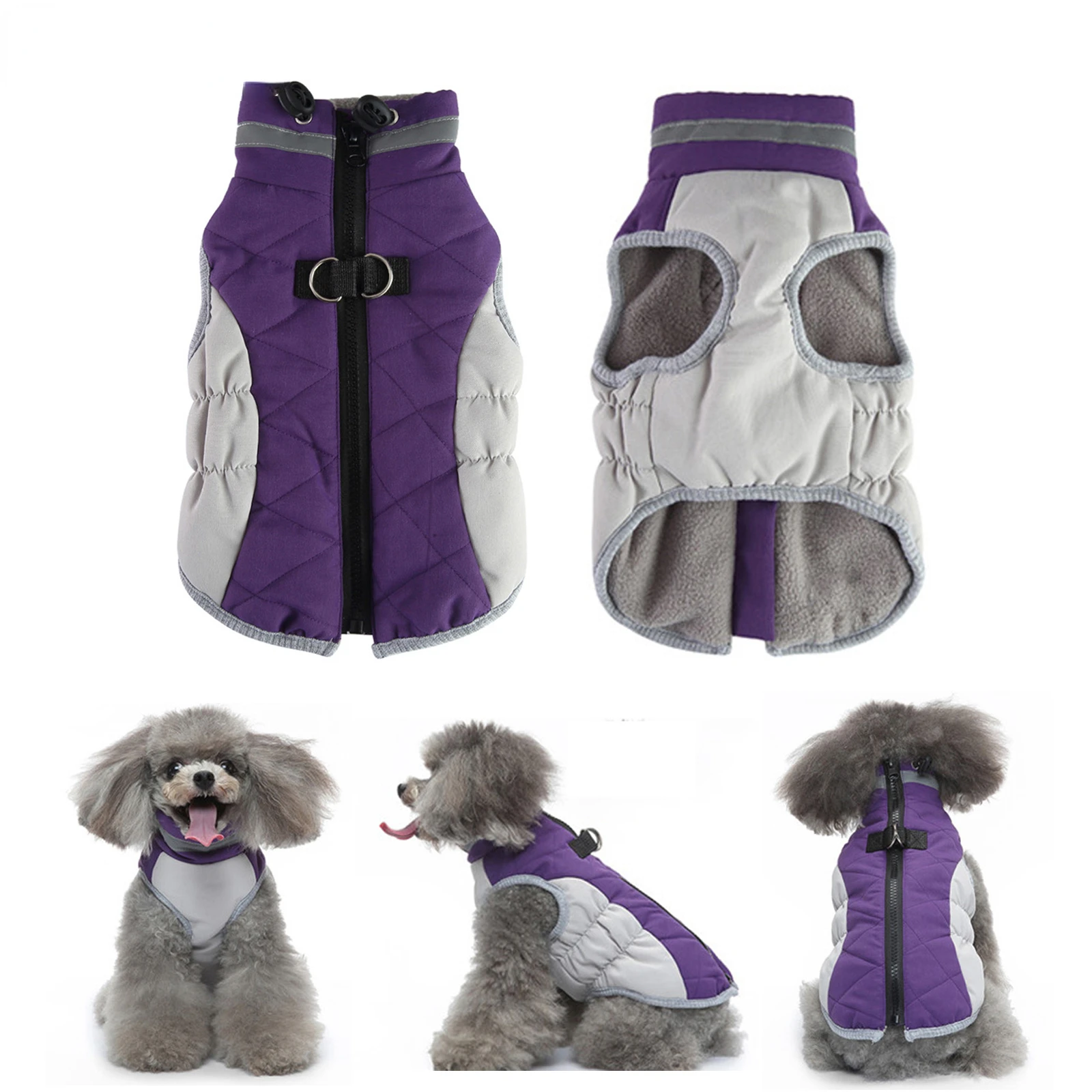 

Флисовая одежда для собак, зимняя теплая куртка для собак, светоотражающие пальто для холодной погоды с ремнем, водонепроницаемый ветрозащитный зимний костюм