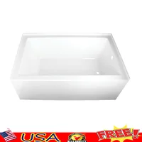60" Acrylic Alcove Tub Left Hand Drain White Fiberglass Resin Reinforced 60.85 Gallon Capacity Wall Mount Filler Ready Ergonomic 1