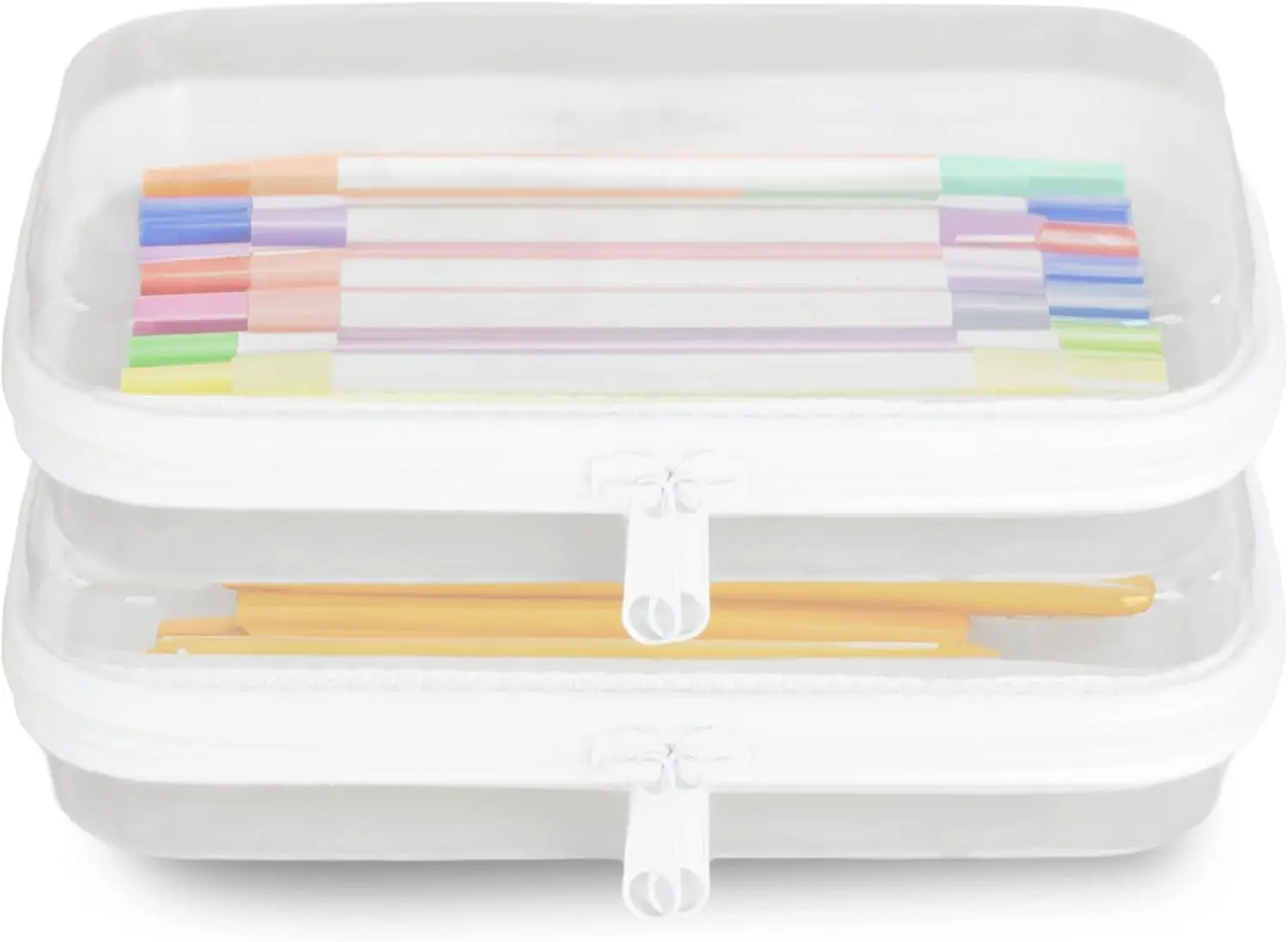 Maple & Lark Bliss Bins - Hard Sided Clear Zipper Case for Storage - Professional-Grade Plastic Clear Zipper Pencil Case, 2