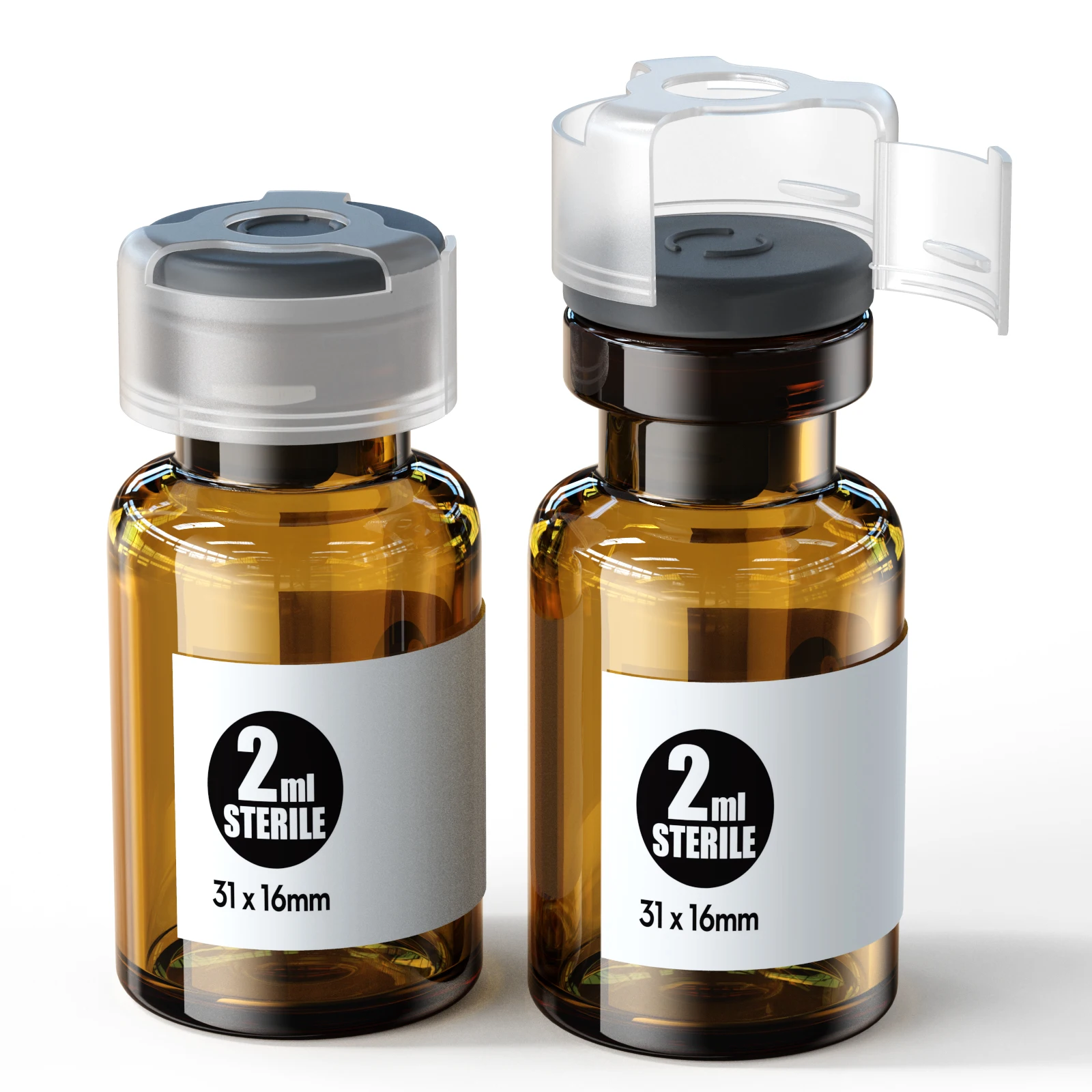 Sterile Glass Vials With Locking Cap and 13 /20 mm Self Healing Injection Port,Buckle Glass Vials sterile Package
