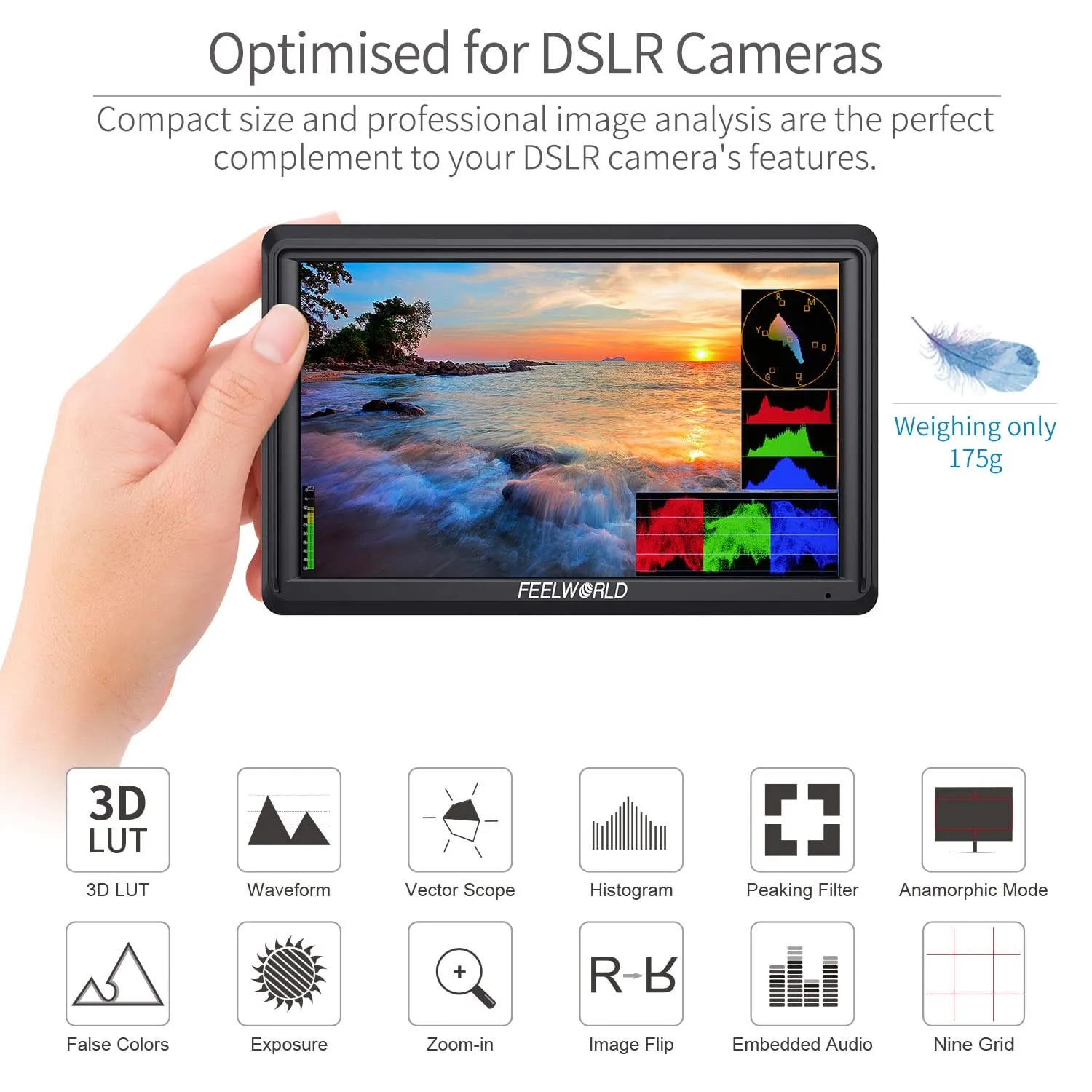 FEELWORLD FW568 V3 6 Inch 3D LUT DSLR Camera Field Monitor IPS Full HD1920X1080 Support HDMI Output With Tilt Arm for Gimbal Rig