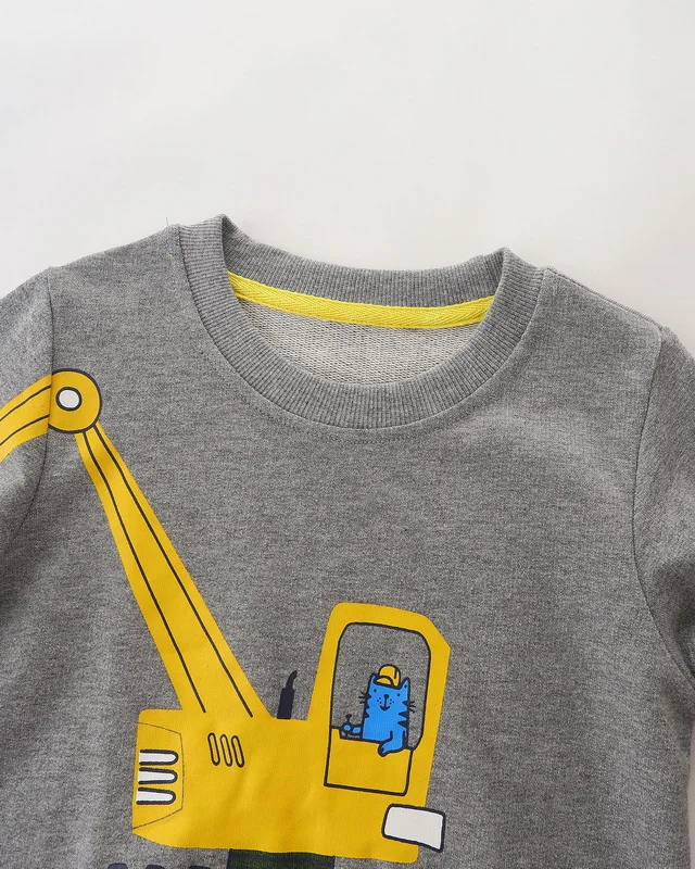 Little maven Baby Boys Sweatshirts Excavator Embroidery Infants Sweatshirts for 2 To 7 Years Kids Clothes New Autumn Clothing kids sweater kids hoodie sweatshirts