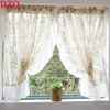 Idyllic American Rural Flowers Window Tulle Door Curtains Floral Gauze Warp Ruffled Door Curtains for Kitchen Balcony #A119 1