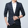 Autumn Men's Plaid Single Western-style Blazer Slim Fit Korean Youth Fashion Solid Color Simple Style Casual Wedding Suit 3