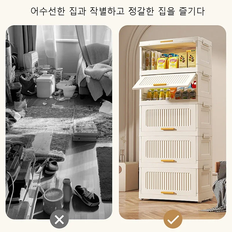 4 Floor Multifunctional Folding Storage locker Thickening Folding Wardrobe Storage Cabinet Home Folding Storage Box With Pulley 2