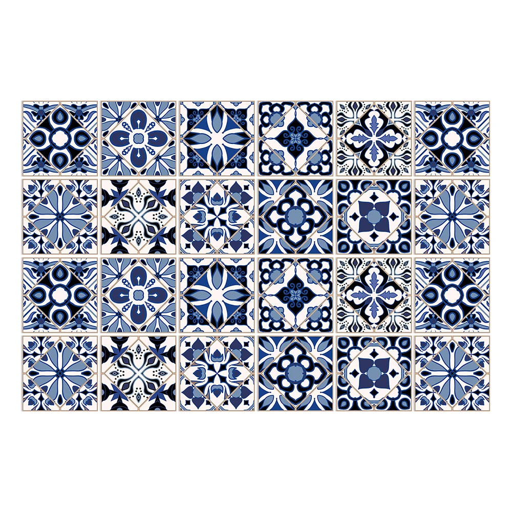

Grease Proof Kitchen Wall Stickertile Stickers Self Adhesive Waterproof Removable Retrofit Vintage Blue PVC Material
