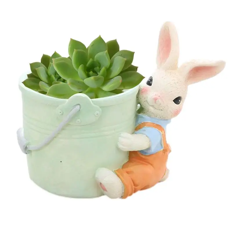 

Mini Succulent Pots Resin Cartoon Easter Flower Pot Garden Bunny Planter Weatherproof Potted Plant Supplies For Garden Courtyard