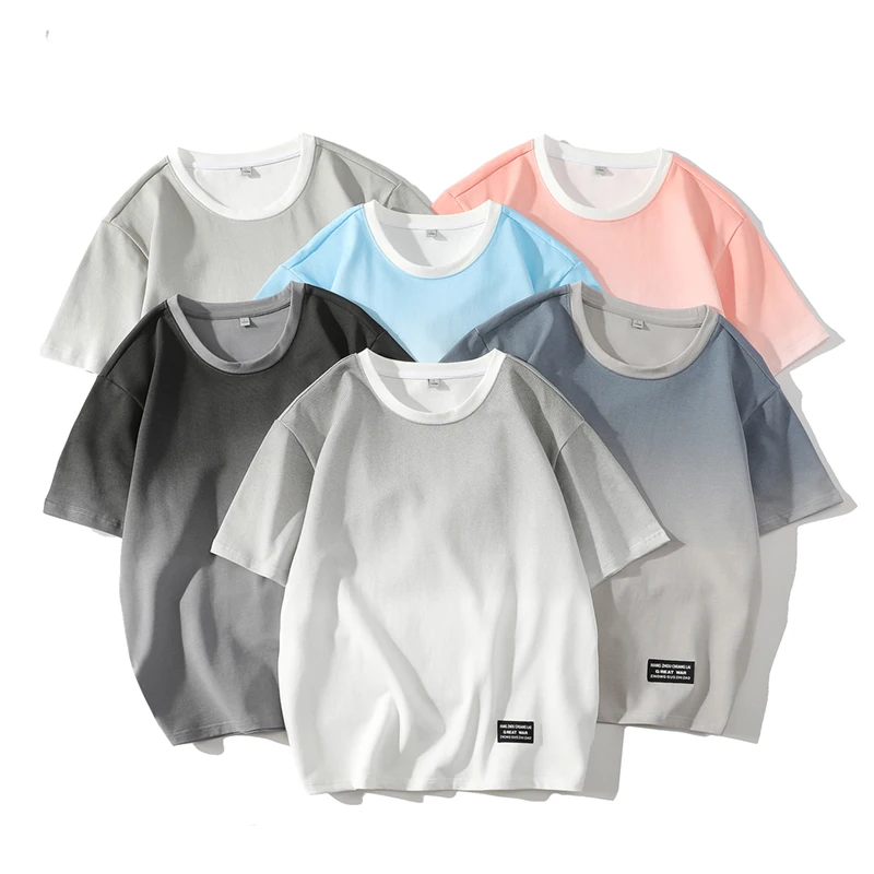 

Japanese new summer male trend loose clothing fashion brand student short-sleeved T-shirt gradient half-sleeved T-shirt