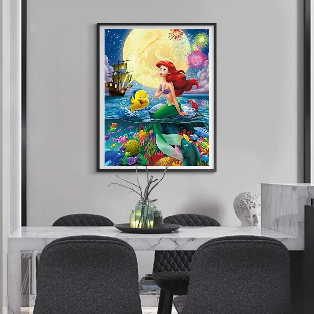 Little Mermaid Paint By Numbers Kit Diy 5D Diamond Canvas Painting By Number Full Drill Diamond Ricamo Paintings Princess