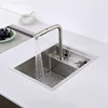 Brushed Kitchen Sink Hidden Single Bowl Small Size Stainless Steel Sink Concealed Lifting Tap Kitchen Sink 2