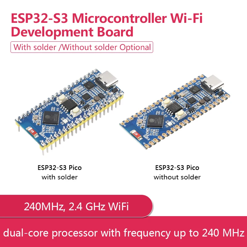 

ESP32-S3 микроконтроллер, 2,4 ГГц, плата для разработки Wi-Fi с дополнительной пайкой, двухъядерный процессор с частотой до 240 МГц