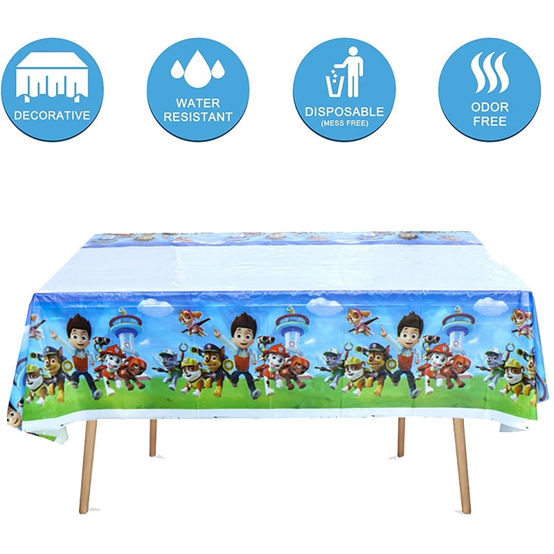 thumbnail image 1 of Mantel de la Patrulla Canina para cumpleaños, decoración para fiestas de perros con dibujos animados, vajilla desechable, mantel impermeable, suministros para baby shower, 1 of 5