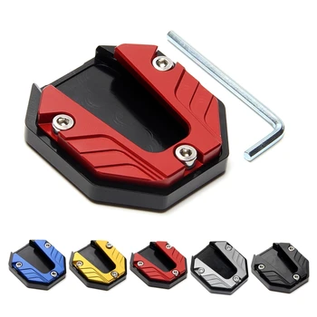 Liga de alumínio da motocicleta bicicleta kickstand extensor pé suporte lateral extensão almofada do pé placa apoio acessórios moto 1