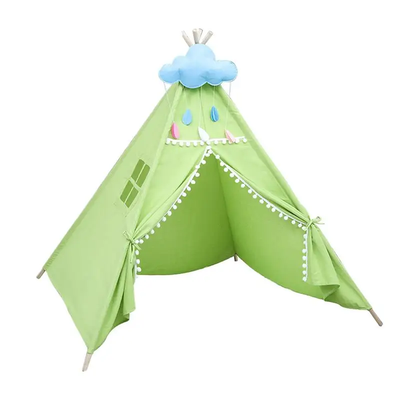 

Baby Tents Portable Foldable Game Teepee Cartoon Cute Indian Children's Tent Outdoor Kids Play House Canvas Triangle Playhouse