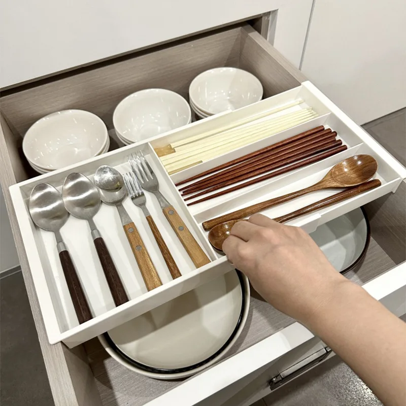 Silverware Drawer Organizer Expandable Cutlery Organizer Utensil Tray Kitchen Adjustable Flatware Tray Cutlery Holder