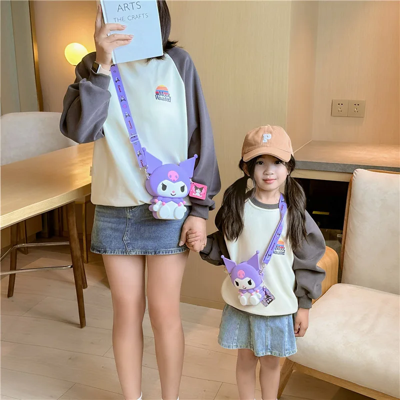 

Kawaii Sanrio Bag Cartoon Silica Gel Shoulder Bag My Melody Kuromi Messenger Bag High Qualitycoin Purse Children Toys Girl Gift