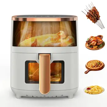 Friggitrice ad aria multifunzionale OYAJIA 1800W 6L con finestra di visualizzazione, 8 funzioni di cottura, display digitale e funzione timer 1