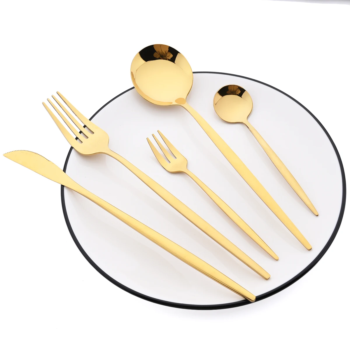 30pcs Red Silver Dinnerware Set Western Stainless Steel Cutlery Set Dinner Spoons Cake Fork Knife Tableware Kitchen Flatware