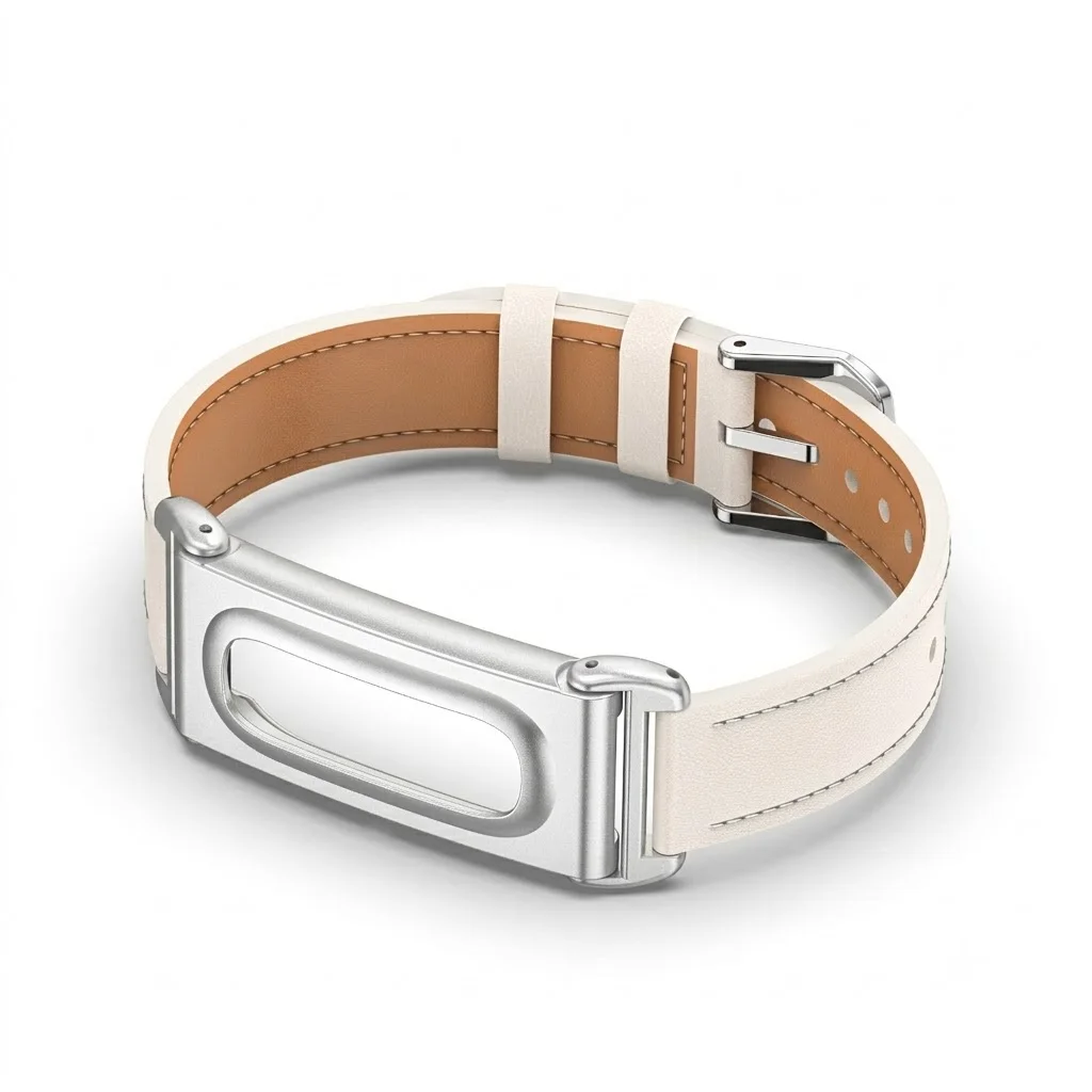 Premium Microfiber Leather Watch Strap with Metal Protective Case - Adjustable Replacement Wrist Band Bracelet