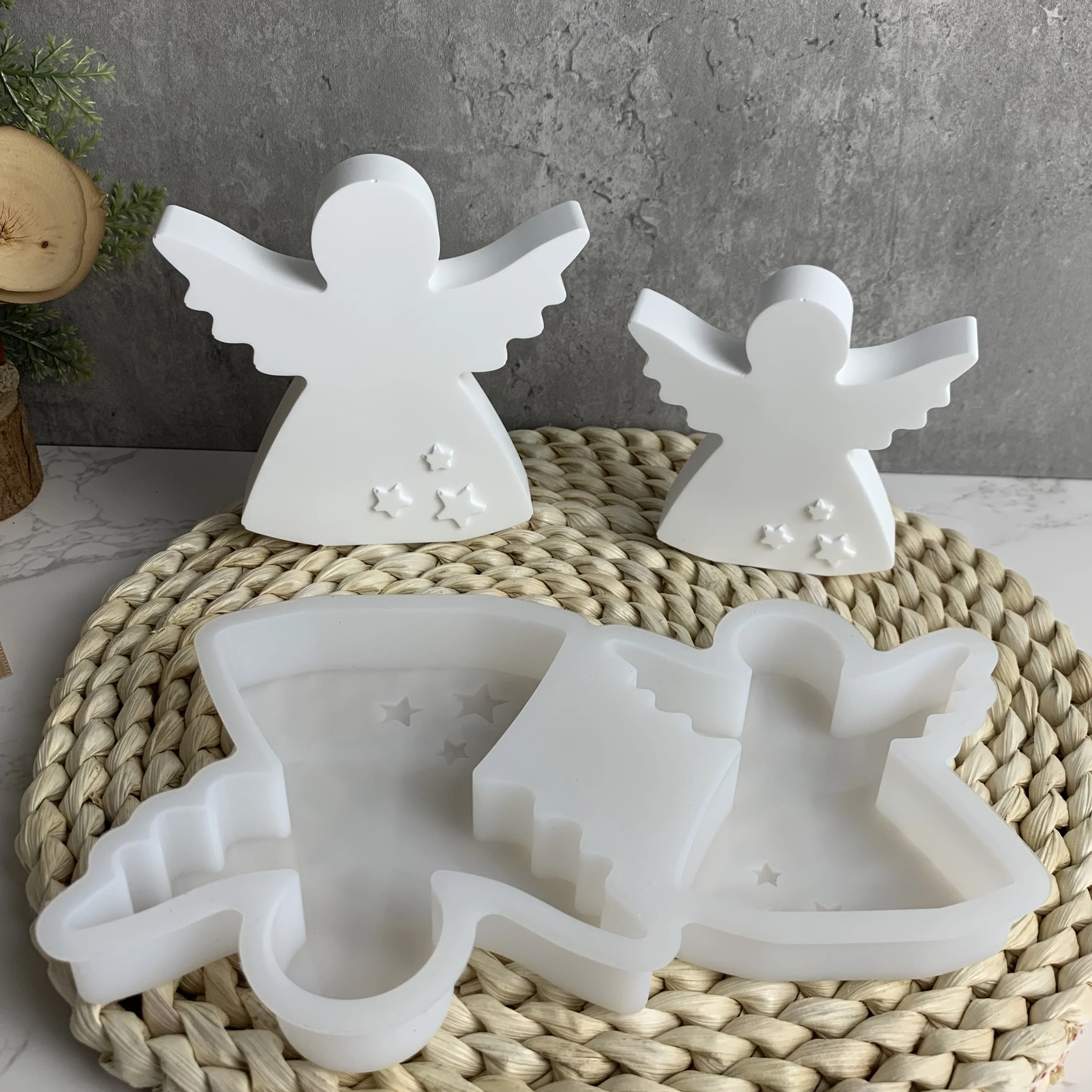 Star Angel Heart Silicone Mold DIY Gypsum Car Mounted Incense Expanding Plaster Decoration Aromatherapy Candle Resin Mold Craft