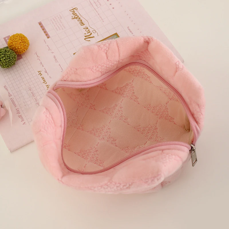 여성용 패션 화장품 가방, 귀여운 크림 클라우드 스웨이드 보관 파우치, 휴대용 여행 메이크업 가방, 욕실 워시 정리정돈
