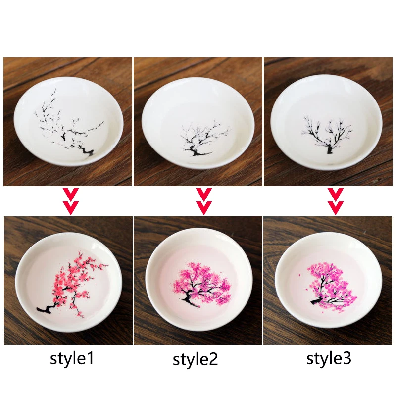Japanese Magic Sakura Cup Cold Temperature Color Changing Flower Display Sake Cup Ceramic Kung Fu Tea Cup Tea Bowl Sakura Cup
