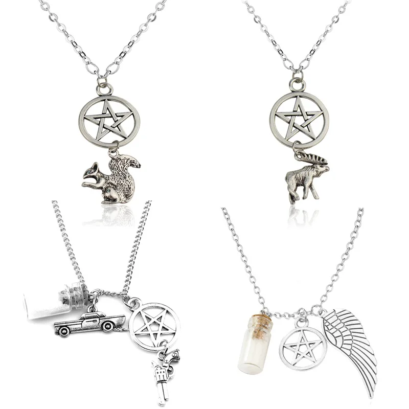 Pentagram Pentacle Angel Wings Dean License Pendant Supernatural