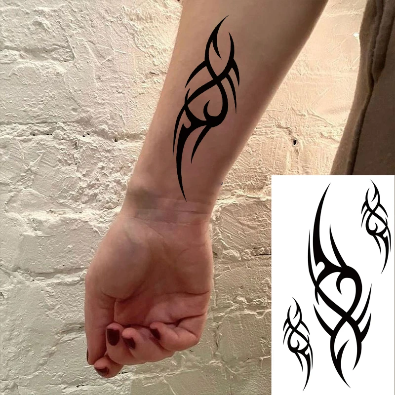 

Waterproof Temporary Tattoo Sticker Black Snake Dragon Flash Tatoo Cross Totem Arm Wrist Fake Tatto for Body Art Women Men Male