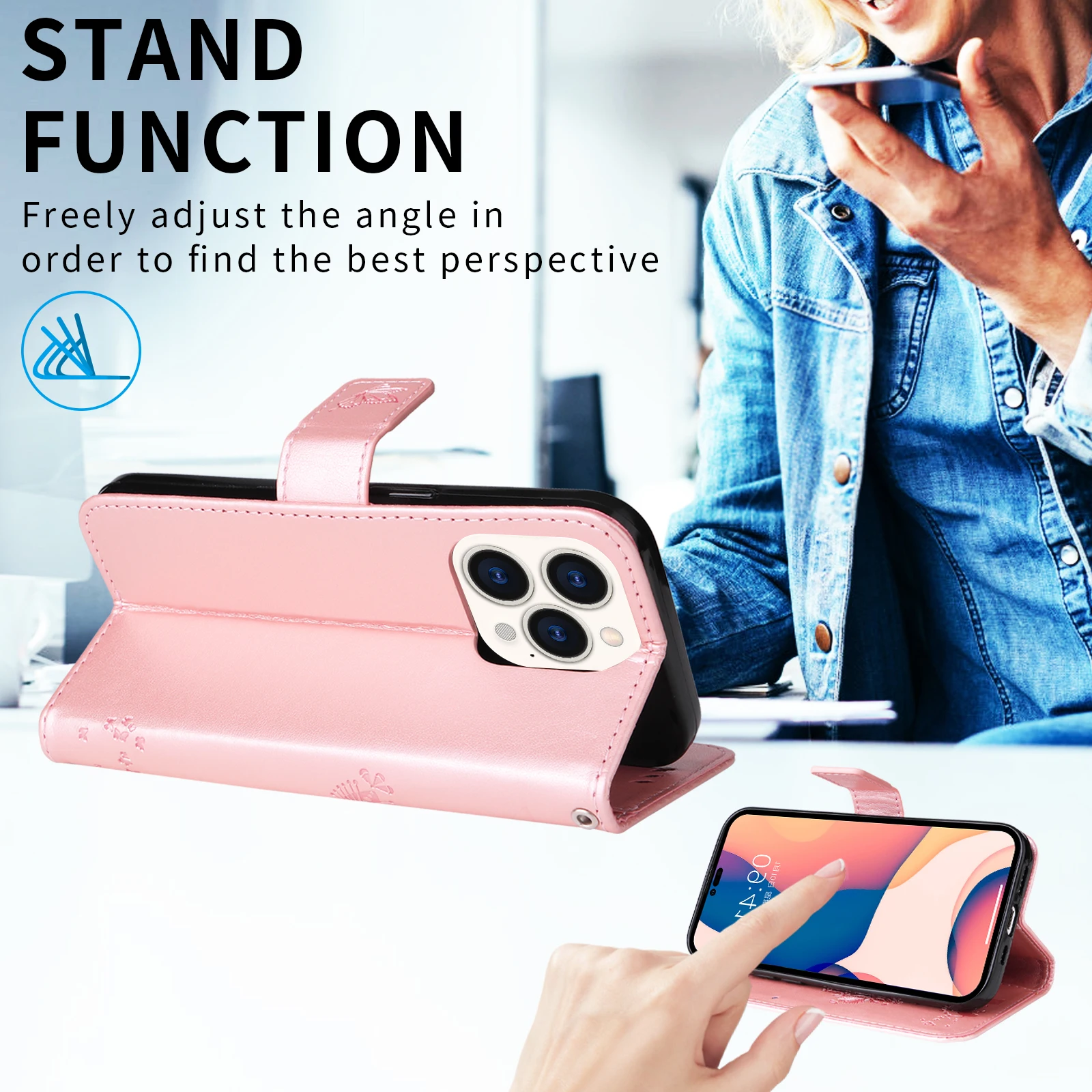 Kickstand Wallet Leather Case with RFID Blocking Layer Protect