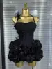Rouge noir femmes Sexy licou pleine fleurs 2 pièces moulante Mini robe de pansement célébrer discothèque fête d'anniversaire tenue