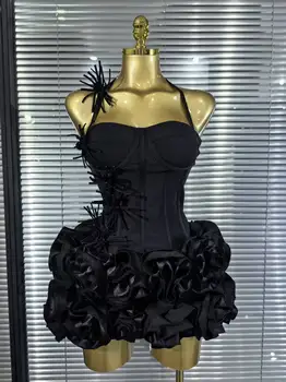 Tenue sexy femme mini robe pansement licou 2 pièces