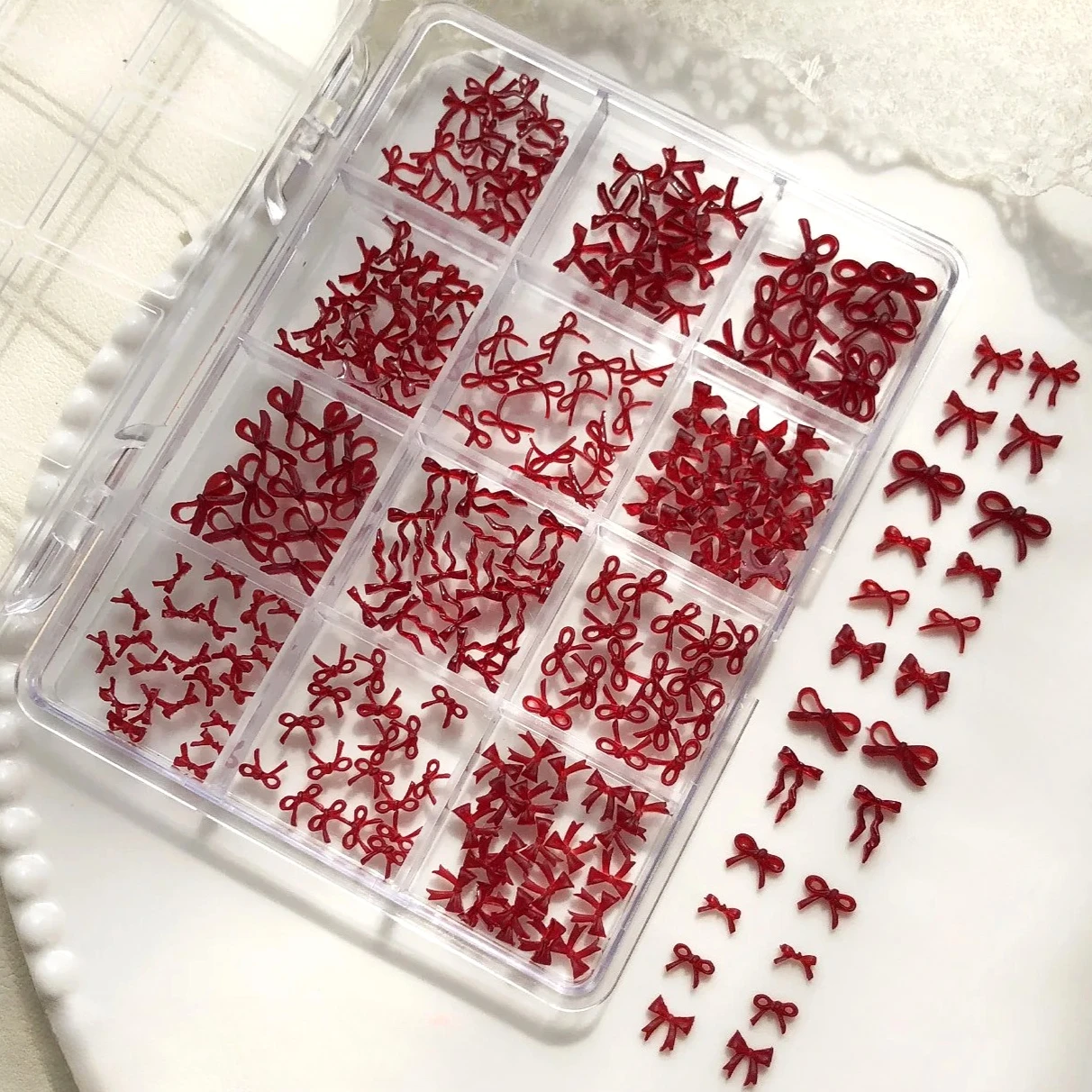 커피색 레진 리본 세트 나비 넥타이 리본 하트 나비 크리스마스 눈송이 라인스톤 네일 아트 액세서리 장식