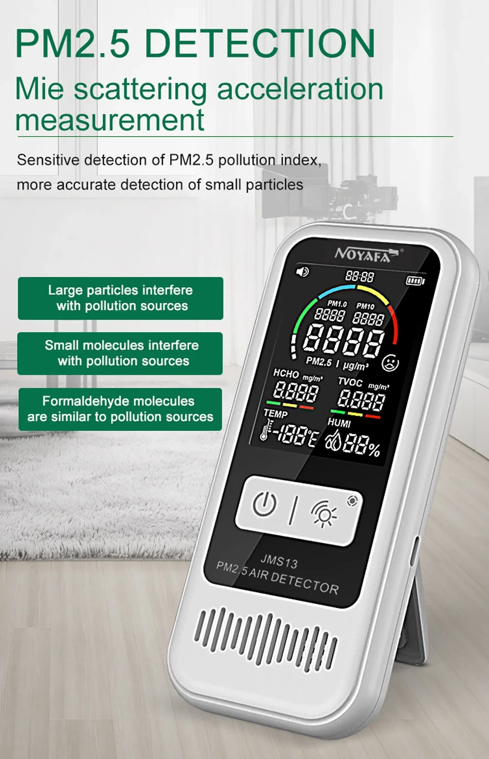 Noyafa Jms13 6 In 1 Multifunctional Air Detector HCHO CO2 PM2.5 PM1.0 Humidity M