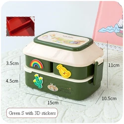 Charming Kawaii Kids' Lunch Box with Compartments - Portable and Microwave-Safe Bento Box (820ml Green S)
