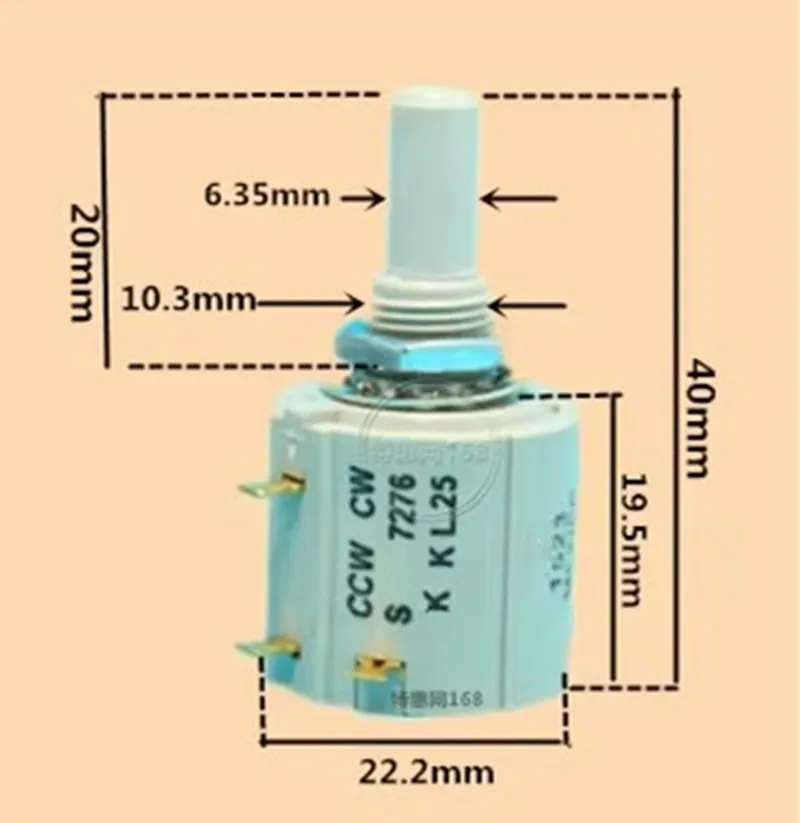 Original neue 100% CW S7276 R1K R2K R5K R10K R20K R50K R100K L.25 BI7276 CCW serie draht gewickelt potentiometer (SCHALTER) – Detail 1