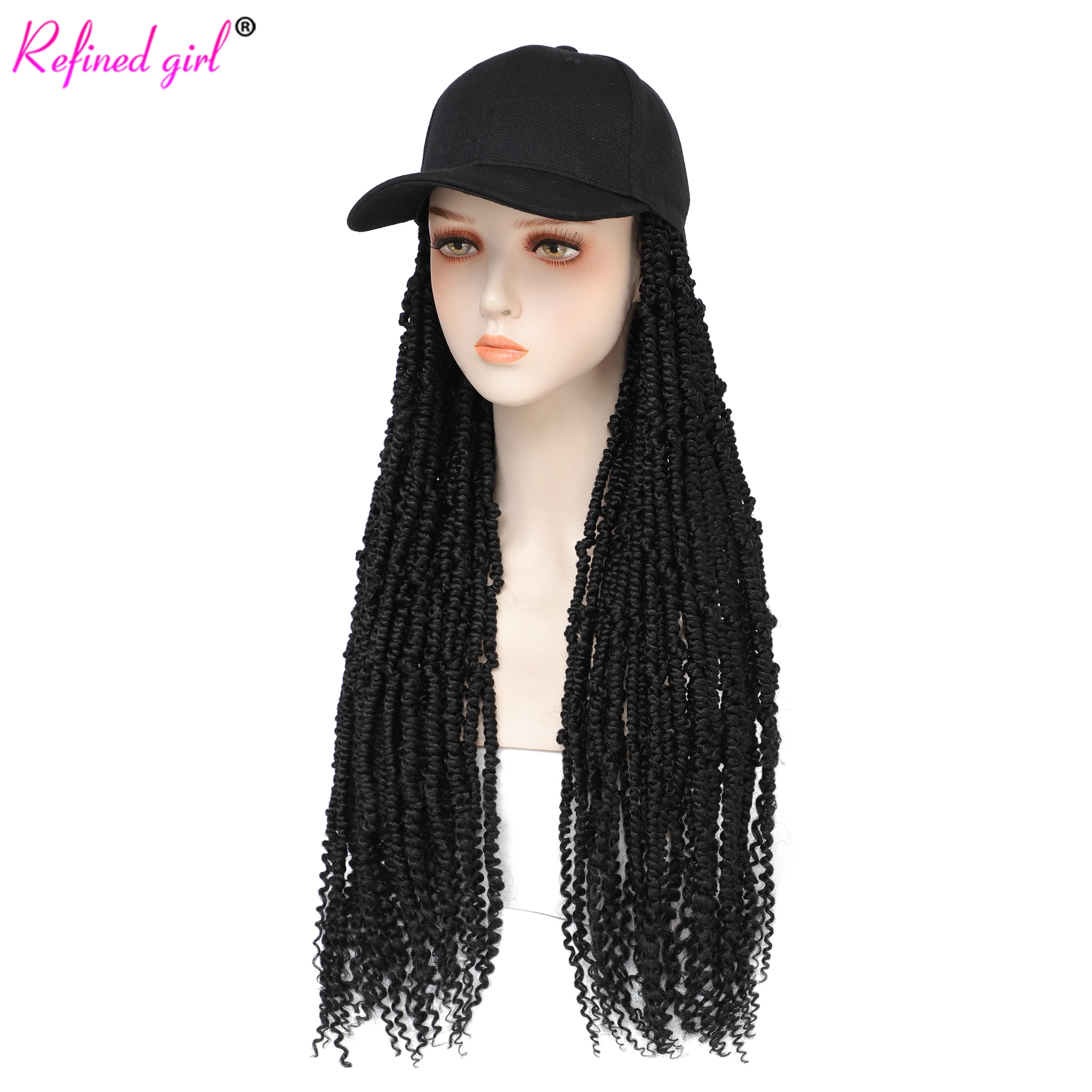 Hat Wig Pre-twisted Passion Twist Braid hair Extensions with Baseball Cap Synthetic Wigs For Black Woman Girls Braided Wig
