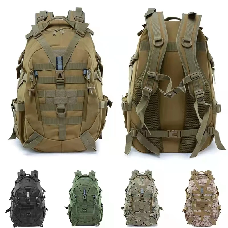 

40L Military Tactical Backpack For Men Camping Hiking Bag Reflective Outdoor Travel Bags Molle 3P Camouflage Mountaineering Bag